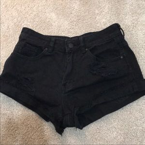 black denim shorts